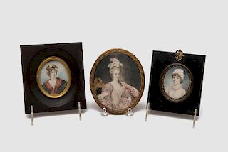 Six Framed Oval Portrait Miniatures
