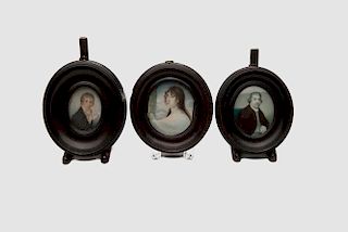 Three Framed Oval Portrait Miniatures