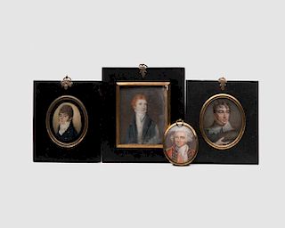Four Framed Portrait Miniatures