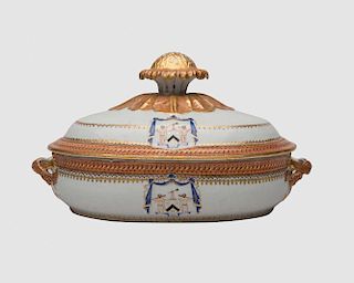 Chinese Export Covered Armorial Tureen, 19th century