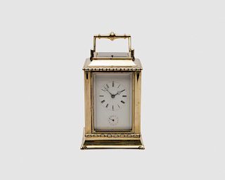 French Brass and Beveled Glass Carriage Clock