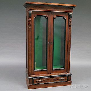 Renaissance Revival Carved Walnut Glazed Bookcase