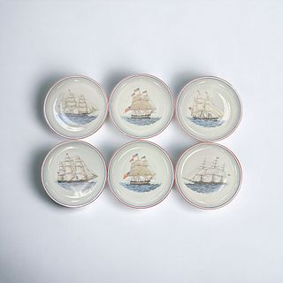 Set of 6 Mottahedeh Maritime Plates