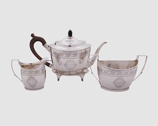 George III Four Piece Assembled Silver Tea Service