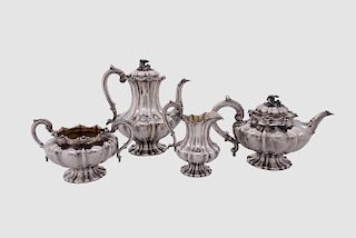 Early Victorian Silver Four Piece Coffee and Tea Service
