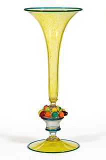 ITALIAN / MURANO FRUIT BOUQUET ART GLASS TRUMPET VASE