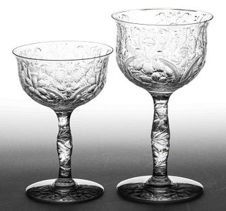 LIBBEY 1904 ST. LOUIS EXPOSITION ROCK CRYSTAL CUT ART GLASS DRINKING ARTICLES, LOT OF TWO