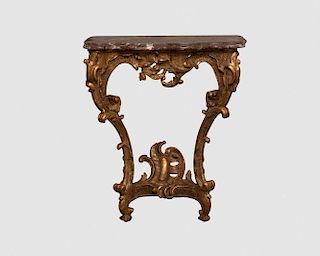 Continental Carved Giltwood Marble Top Console Table, possibly 18th century