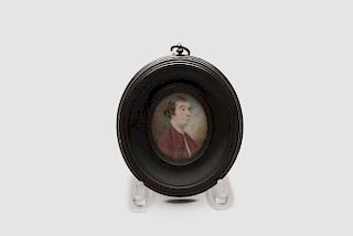 Oval Portrait Miniature, signed Locke