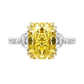 GIA  3.50 ct. Natural Fancy Yellow Diamond Cocktail Ring in 18k Yellow Gold & Platinum.