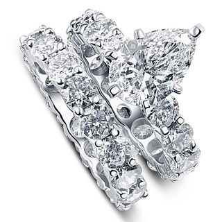 Certified 13.12 ct. Lab Grown Diamond Eternity Wedding Ring in 14k White Gold