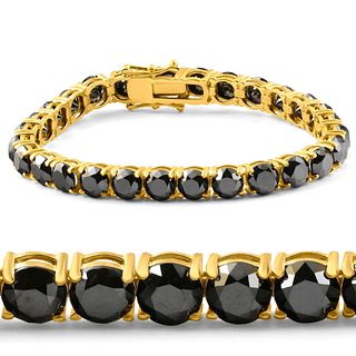 35.00 ct. Natural Black Diamond Tennis Bracelet in 14k Yellow Gold