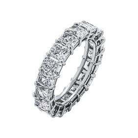 GIA  5.81 ct. Natural Radiant Cut Diamond Eternity Band in Platinum.