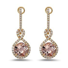 2.66 ct. Natural Diamond & Morganite Earrings in 14K Rose Gold