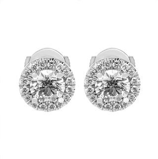 GIA Certified 1.46 ct. Classic Halo Studs in Platinum