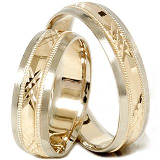 Matching His & Hers Wedding Band Ring Set in 14K Yellow Gold
