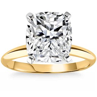 5.00 ct. Lab Grown Cushion Diamond Ring in Two Tone 14k White & Yellow Gold (F-G, VS)