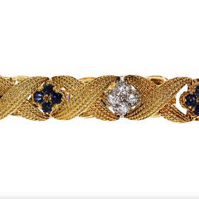 Certified 2.50 ct. Natural Sapphire & Diamond Bracelet In White & Yellow Gold
