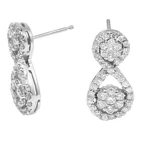 0.85 ct. Natural Diamond Drop Earrings in 14K White Gold