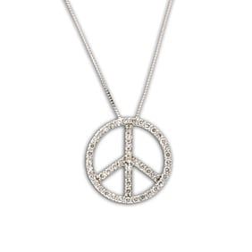0.50 ct. Natural Diamond Peace Pendant & Necklace in 14K White Gold