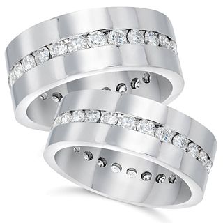 3.00 ct. Matching Diamond Eternity Wedding Band Ring Set in 14K White Gold