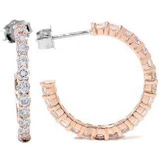 1.50 ct. Natural Diamond Hoops in 14K Rose Gold