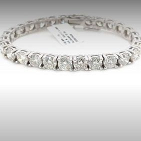 Exceptional 22.55 Carat Natural Round Diamond Tennis Bracelet In 14k White Gold