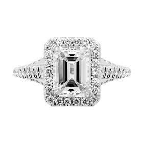 GIA 2.63 ct. (H VS1) Emerald Cut Diamond Engagement Ring 18K White Gold