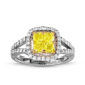 1.33 ct. Natural Fancy Yellow Diamond Ring in 18K White & Yellow Gold
