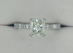GIA 1.92 ct. Radiant Diamond Wedding Ring 18K White Gold (TACORI)