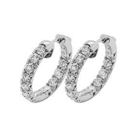 4.70 ct. Natural Round Diamond Hoop Earrings in 14k White Gold