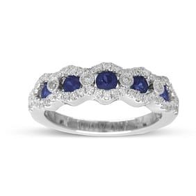 0.99 ct. Natural Diamond & Sapphire Ring in 14K White Gold