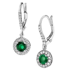 1.52 ct. Natural Emerald & Diamond Drop Earrings in 14K White Gold