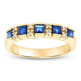 1.30 ct. Natural Sapphire & Diamond Ring in 14K Yellow Gold