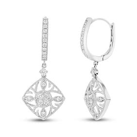 0.50 ct. Natural Round Diamond Drop Earrings in 18K White Gold