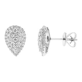 0.80 ct. Natural Round Diamonds Pear Shape Earrings in 18K White Gold