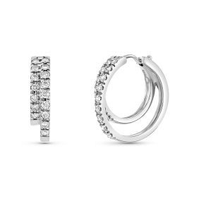 0.65 ct. Natural Round Diamond Hoop Earrings in 14K White Gold