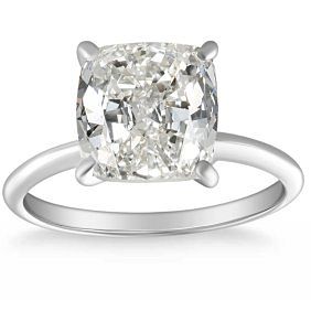 GIA 4.39 ct. Cushion Cut Diamond Solitaire Ring in 14k White Gold