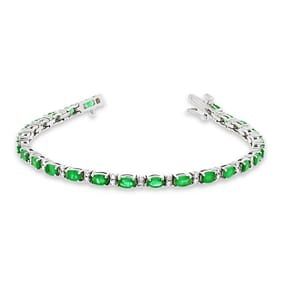 5.50 ct. Natural Emerald & Diamond Bracelet in 14K White Gold