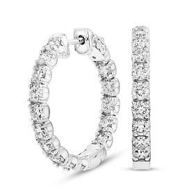3.00 ct. Natural Round Diamond Inside-Out Hoop Earrings 14K White Gold