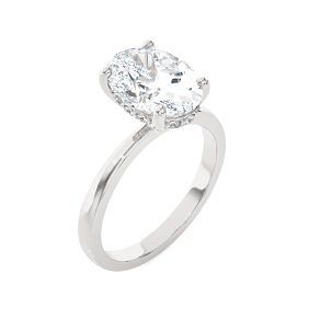 3.10 ct. Lab Grown Oval Diamond Engagement Ring in 14k White Gold