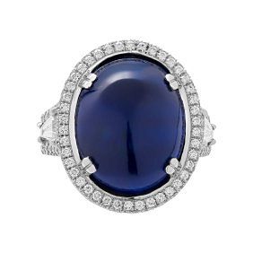 GIA 32.73 ct. Double Cabochon Sapphire Cocktail Ring In Platinum