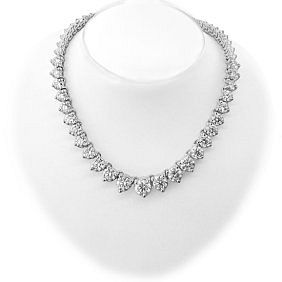 15.00 ct. 14K White Gold 16 Inch Tennis Necklace (H-I, SI) Graduated Natural Diamonds