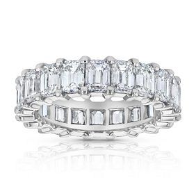 6.13 ct. Natural Emerald Diamonds Eternity Ring in 18K White Gold