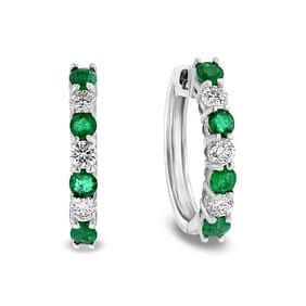 1.15 ct. Natural Emerald & Diamond Earrings in 14K White Gold