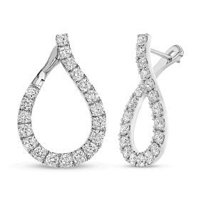 1.78 ct. Natural Round Diamond Hoop Earrings in 18K White Gold