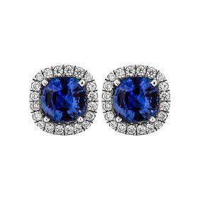 3.24 ct. Natural Sapphire & Diamond Earrings in Platinum