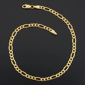 Men's Figaro Style Bracelet 14k Yellow Gold 8.5"