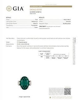 GIA / AGL 20.35 ct. Natural Emerald & Diamond Ring in 18k Yellow Gold