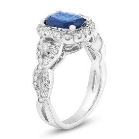 2.50 ct. Natural Sapphire & Diamond Ring in 14k White Gold